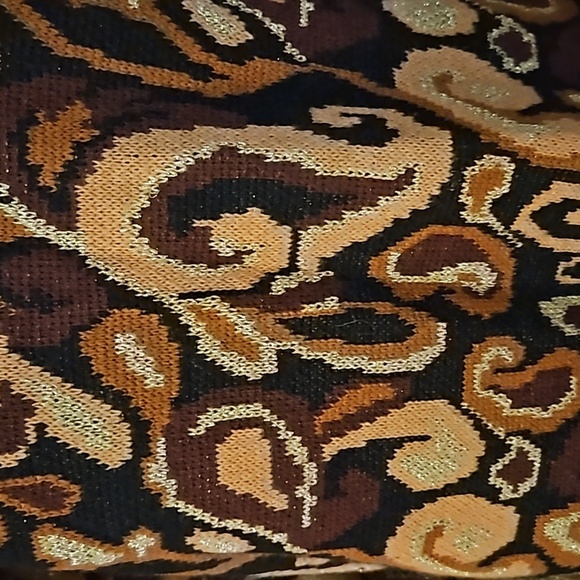 VTG ELEANOR P BRENNER 1980s New Wool Abstract Metallic V-Neck Sweater - Picture 6 of 8